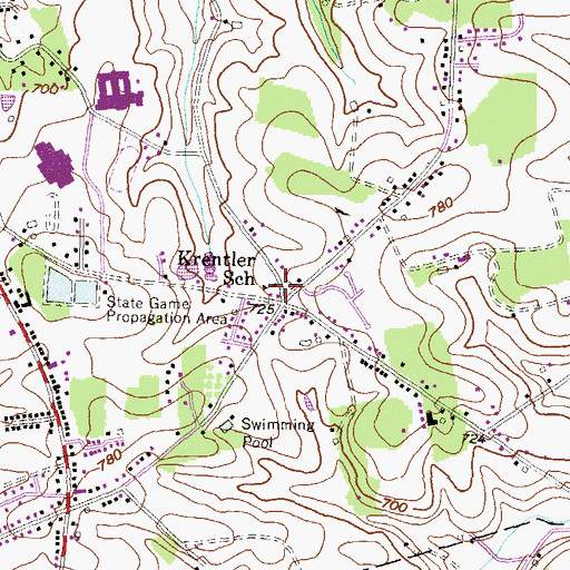 Topographic Map of Krentler School, PA