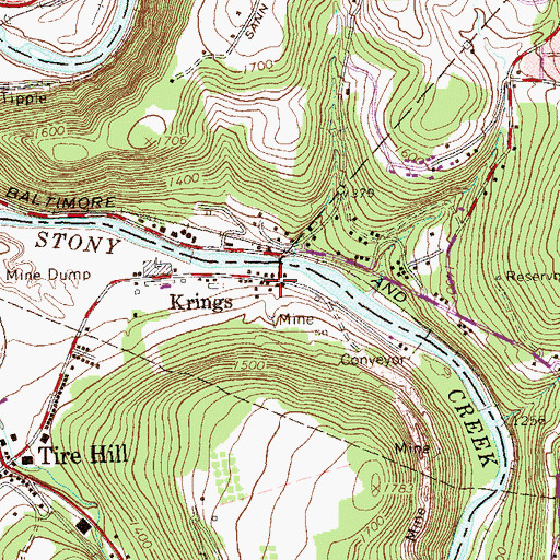 Topographic Map of Krings, PA
