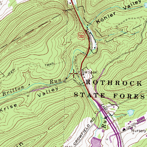 Topographic Map of Krise Valley, PA