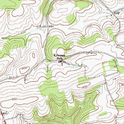 Topographic Map of Krouses School, PA