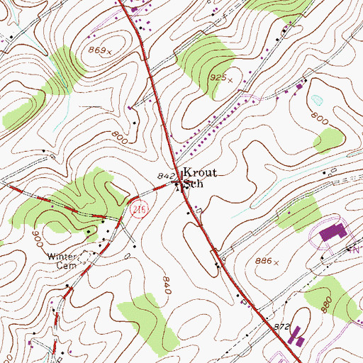 Topographic Map of Krout School, PA