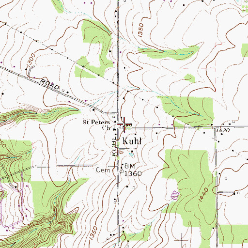 Topographic Map of Kuhl, PA