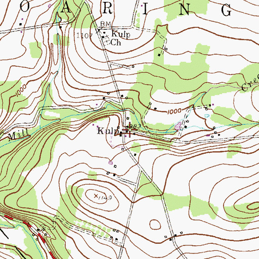 Topographic Map of Kulp, PA