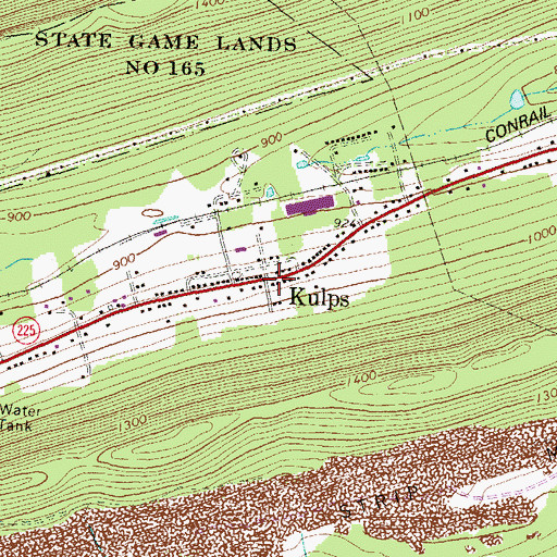 Topographic Map of Kulps, PA