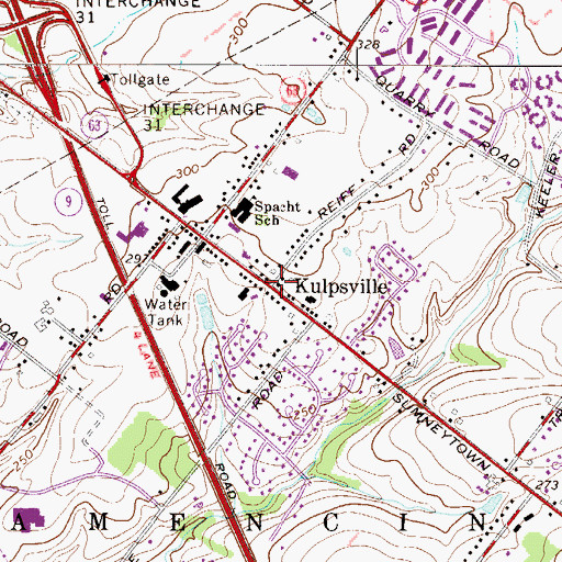 Topographic Map of Kulpsville, PA