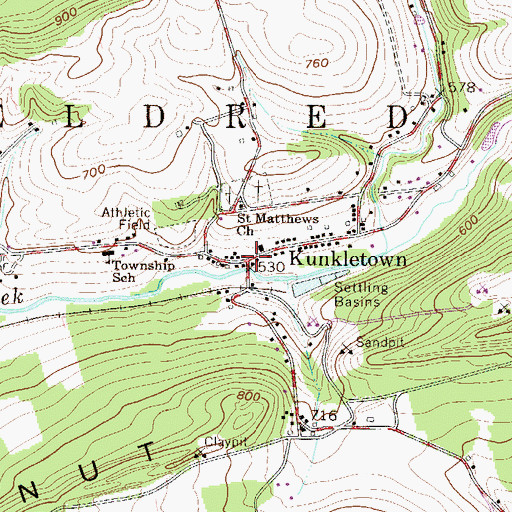 Topographic Map of Kunkletown, PA