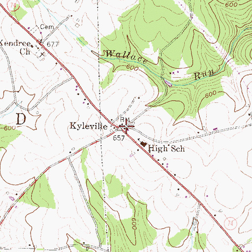 Topographic Map of Kyleville, PA
