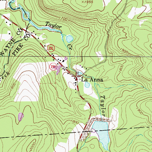 Topographic Map of La Anna, PA