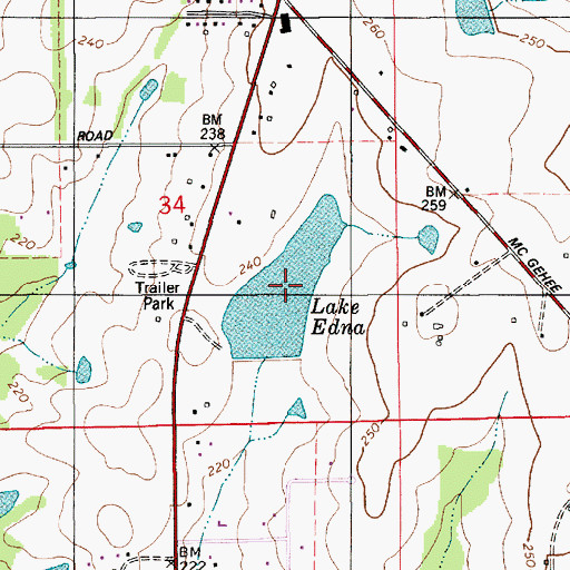 Topographic Map of Lake Edna, AL