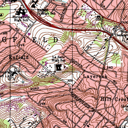 Topographic Map of La Salle High School, PA