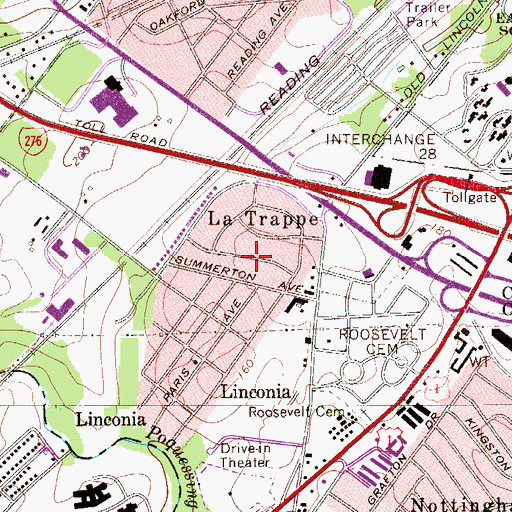 Topographic Map of La Trappe, PA