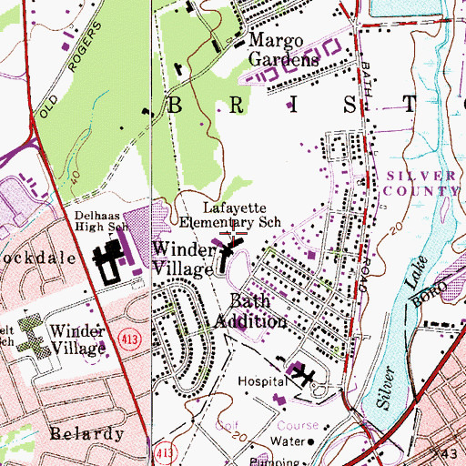 Topographic Map of Lafayette Elementary School, PA