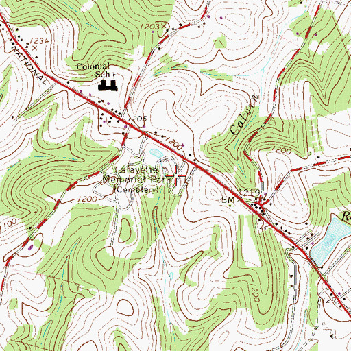 Topographic Map of Lafayette Memorial Park, PA