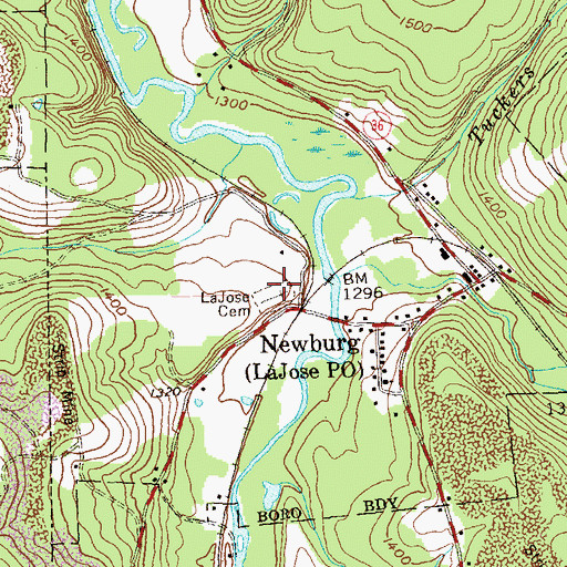 Topographic Map of La Jose Cemetery, PA