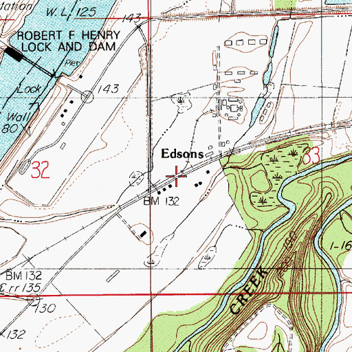 Topographic Map of Edsons, AL