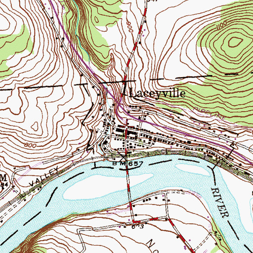 Topographic Map of Laceyville, PA