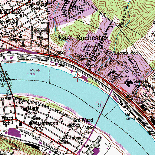 Topographic Map of Lacock Run, PA