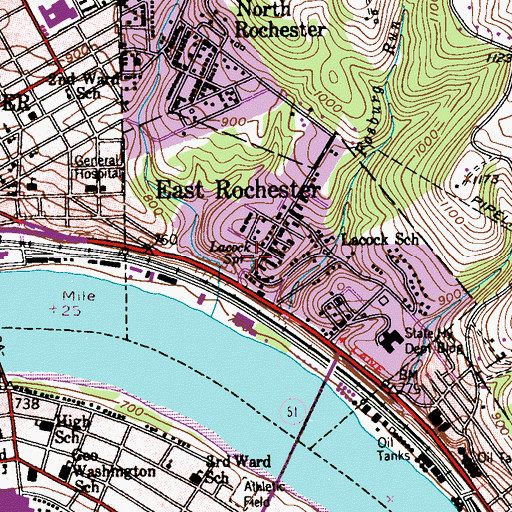 Topographic Map of Lacock Spring, PA