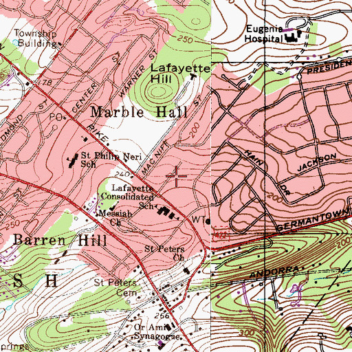 Topographic Map of Lafayette Consolidated School, PA