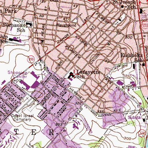 Topographic Map of LaFayette Elementary School, PA