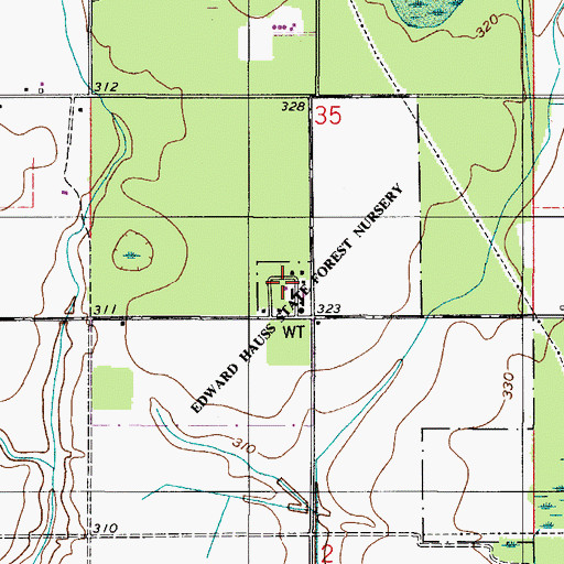 Topographic Map of Edward Hauss State Forest Nursery, AL