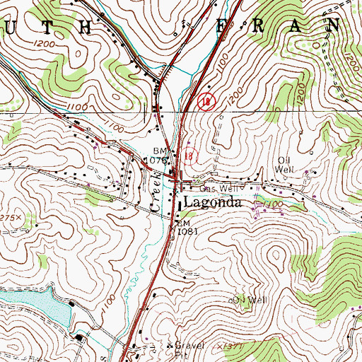 Topographic Map of Lagonda, PA