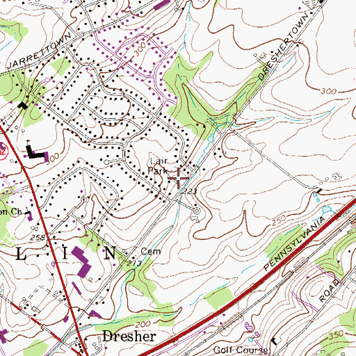 Topographic Map of Lair Park, PA