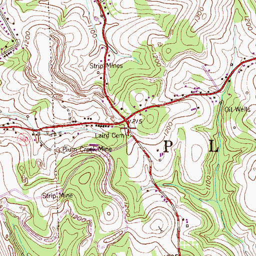 Topographic Map of Laird Cemetery, PA