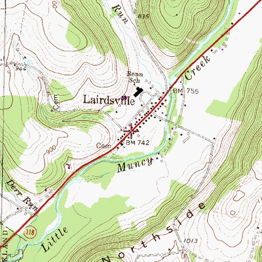 Topographic Map of Lairdsville, PA