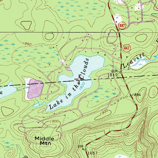 Topographic Map of Lake in the Clouds, PA
