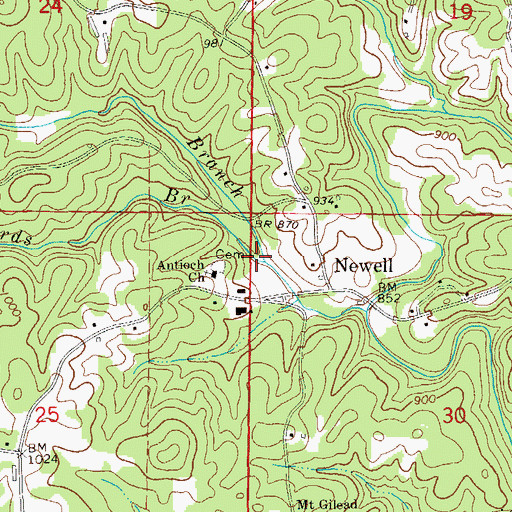 Topographic Map of Edwards Branch, AL
