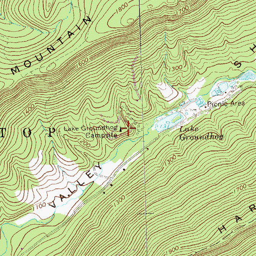 Topographic Map of Lake Groundhog Campsite, PA