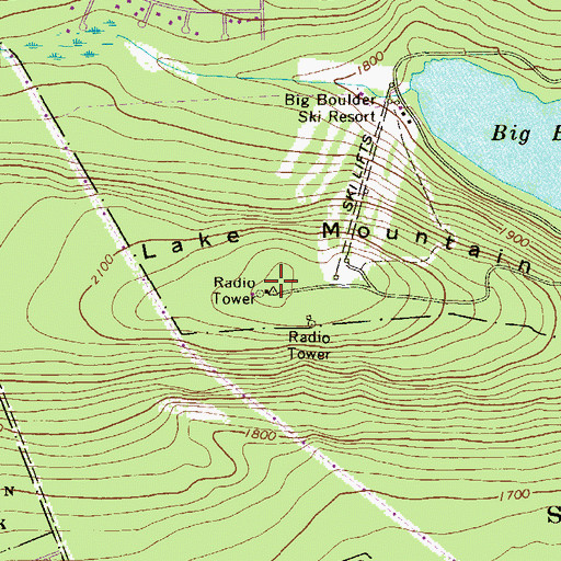 Topographic Map of Lake Mountain, PA