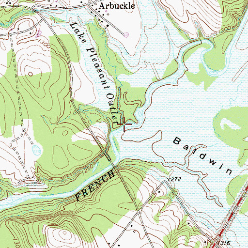 Topographic Map of Lake Pleasant Outlet, PA