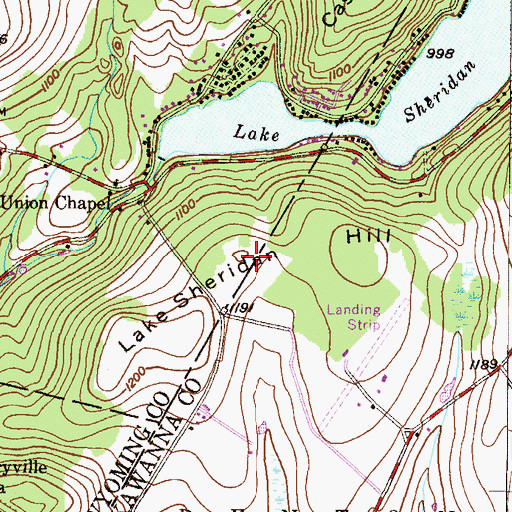 Topographic Map of Lake Sheridan Hill, PA