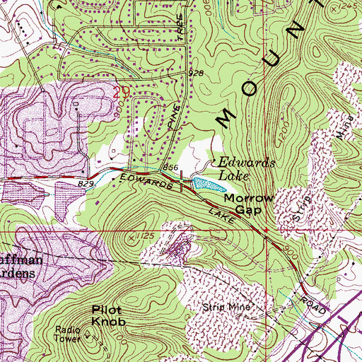 Topographic Map of Edwards Lake, AL