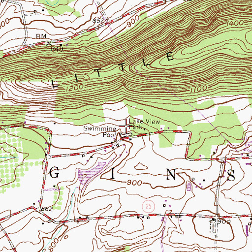 Topographic Map of Lake View Park, PA