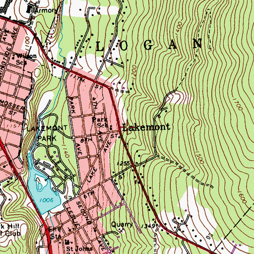 Topographic Map of Lakemont, PA