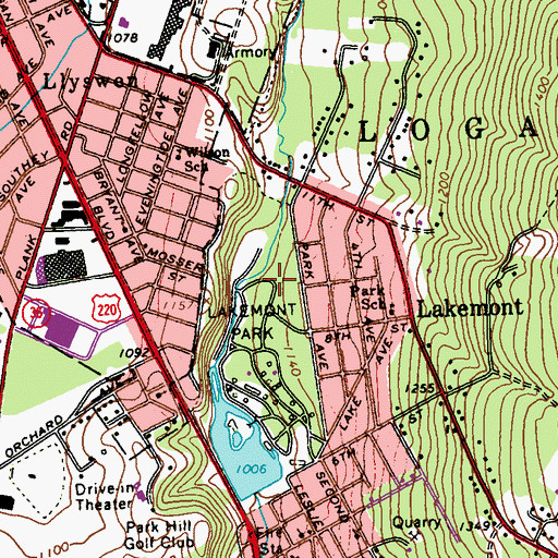 Topographic Map of Lakemont Park, PA