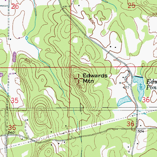 Topographic Map of Edwards Mountain, AL