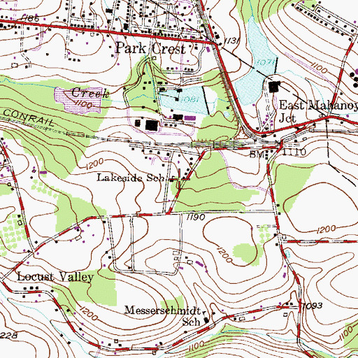 Topographic Map of Lakeside School, PA