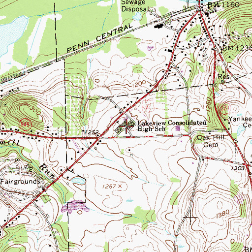 Topographic Map of Lakeview Consolidated High School, PA