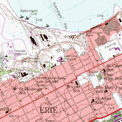 Topographic Map of Lakeview Hospital, PA
