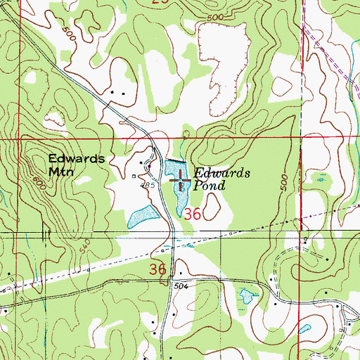 Topographic Map of Edwards Pond, AL