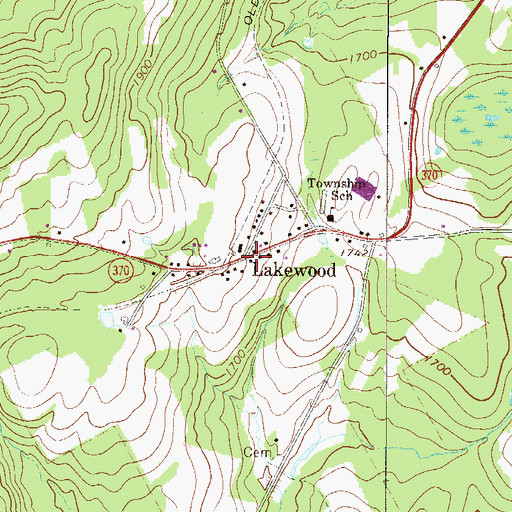 Topographic Map of Lakewood, PA