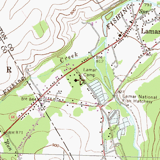 Topographic Map of Lamar Camp, PA