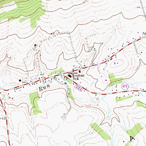 Topographic Map of Lamar School, PA