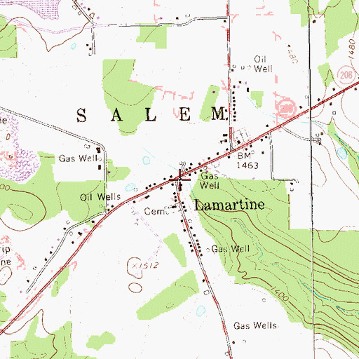 Topographic Map of Lamartine, PA