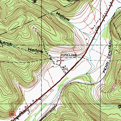 Topographic Map of Lamb Hollow, PA