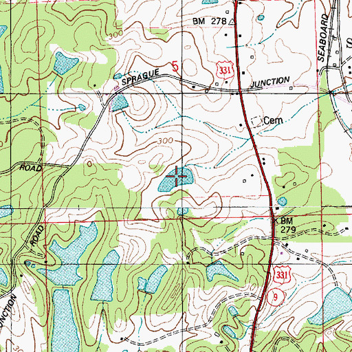 Topographic Map of Edwards Ponds, AL